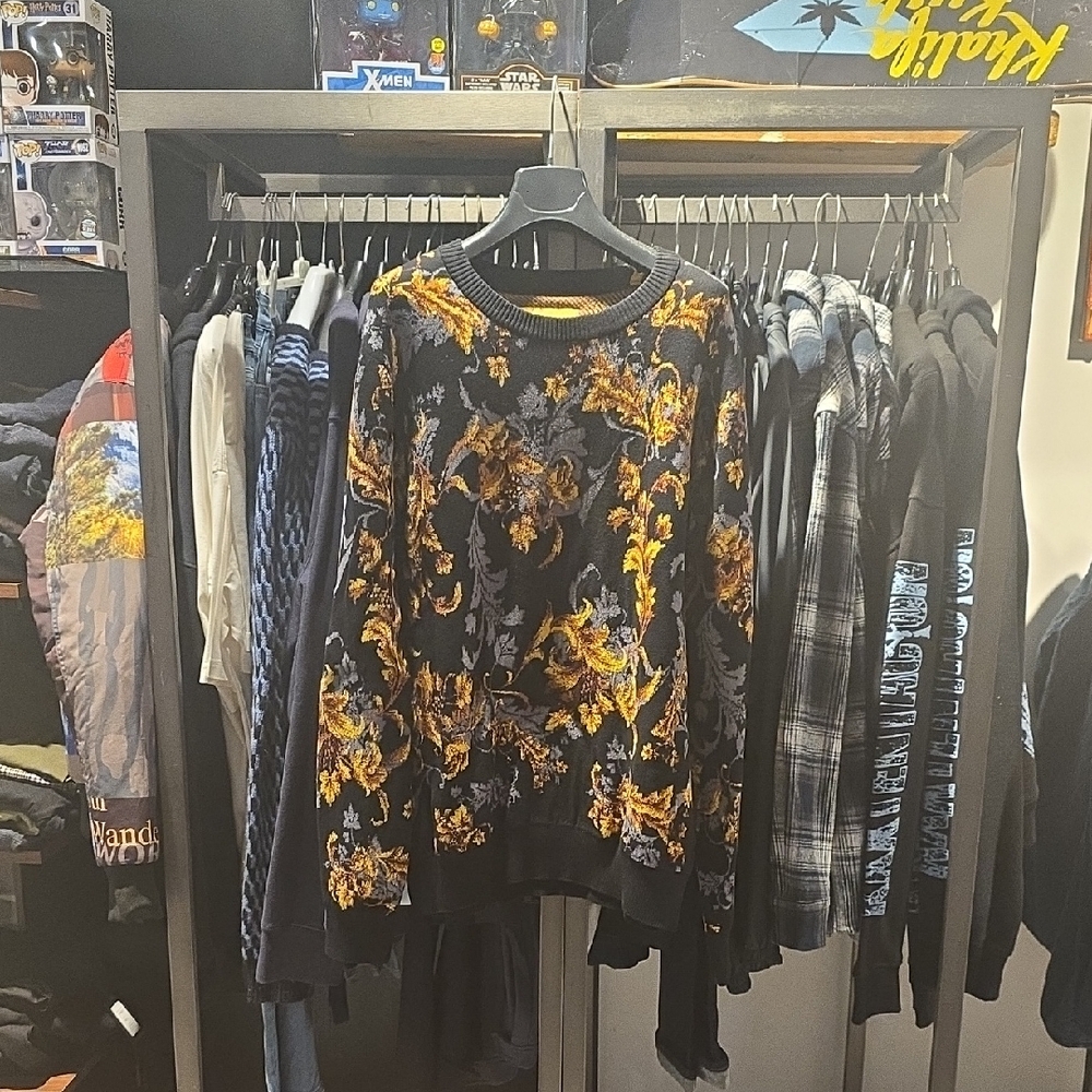 Floral Black and Gold Sweater